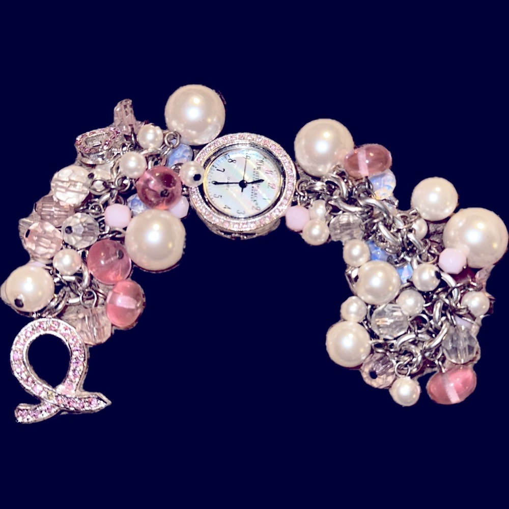White House Black Market Pink Ribbon Watch Bracelet with box